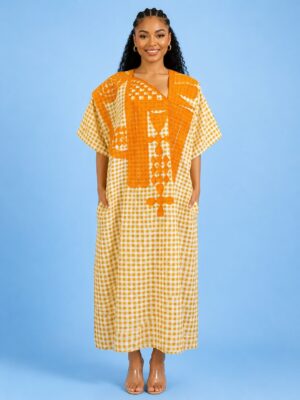Home the heritage check caftan (2)